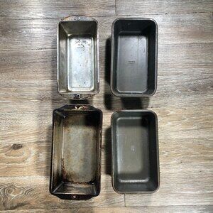 4 Bread Baking Loaf Pan Vintage Aluminum Lot Bake King USA Wilton Taiwan 8x4x2.5